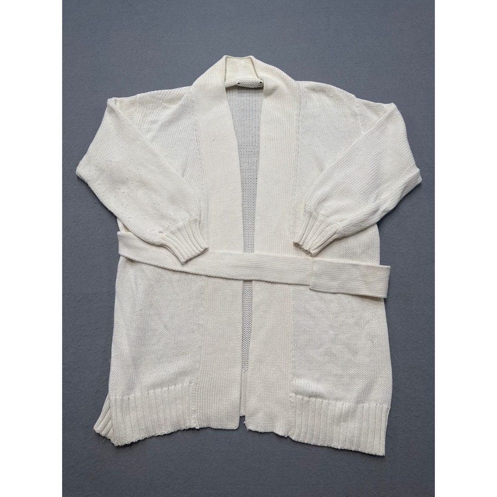 Wilfred Free Aritzia Sweater Womens Medium White Cardigan Belted Knit Open Front